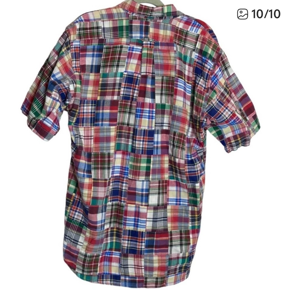 J Press Madras Plaid Classic Red Blue Button Down Mens L Short Sleeve Vintage ? - Picture 6 of 6